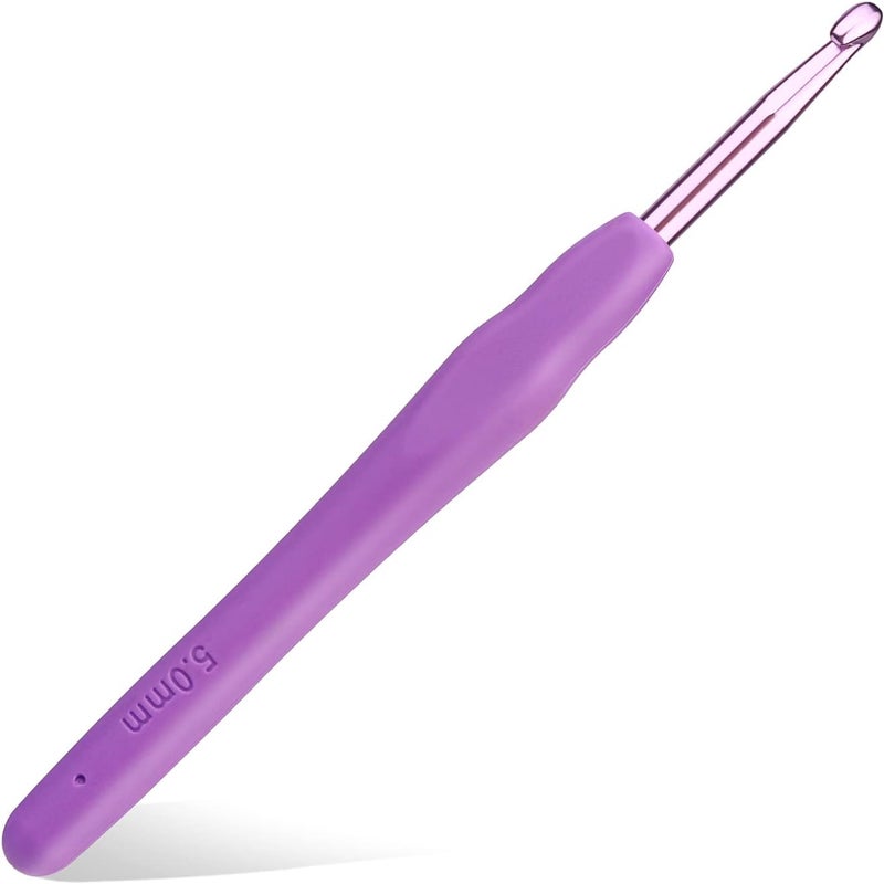 kgxulr 5 mm Crochet Hook, Aluminum Soft Grip Rubber Handle Needles Ergonomic Knitting Needles Crochet Needle for Beginners and Handmade DIY Knitting Crochet (5 mm) - Image 1